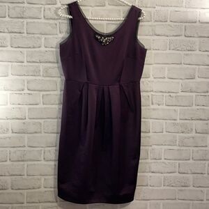 Simply Vera Wang Purple Black Embellished Sleeveless Dress Rhinestones in Neck
